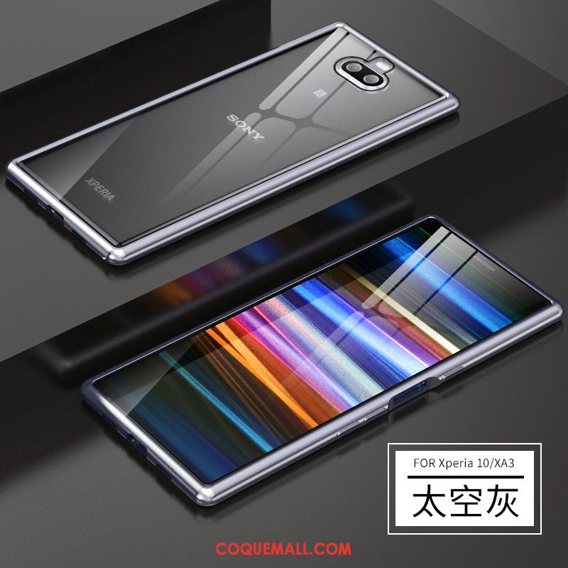 Étui Sony Xperia 10 Métal Marque De Tendance Transparent, Coque Sony Xperia 10 Protection Border