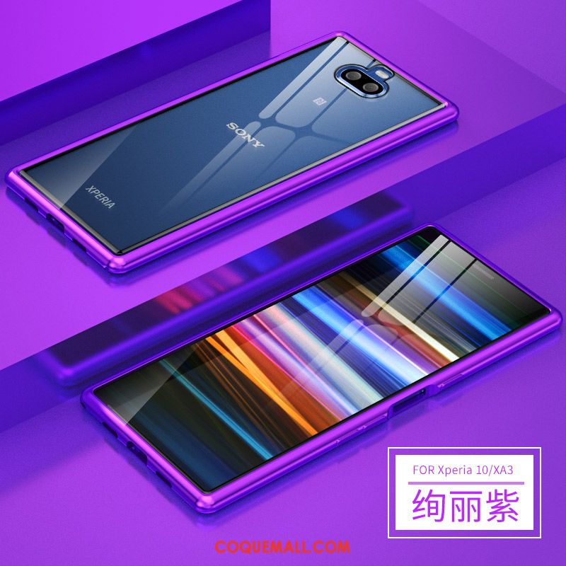 Étui Sony Xperia 10 Métal Marque De Tendance Transparent, Coque Sony Xperia 10 Protection Border