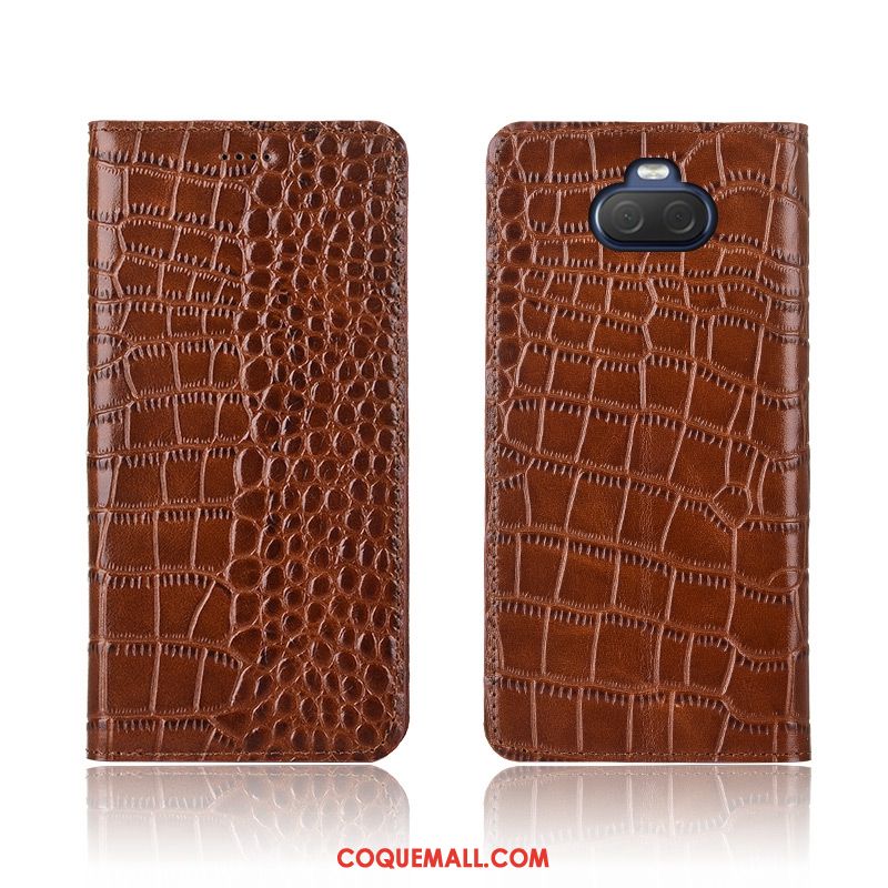 Étui Sony Xperia 10 Protection Fluide Doux Tout Compris, Coque Sony Xperia 10 En Cuir Crocodile