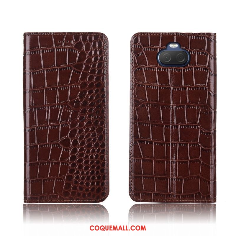 Étui Sony Xperia 10 Protection Fluide Doux Tout Compris, Coque Sony Xperia 10 En Cuir Crocodile