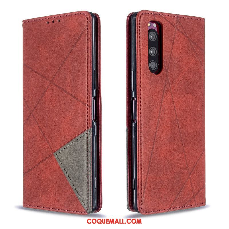 Étui Sony Xperia 5 Business Simple Protection, Coque Sony Xperia 5 En Cuir Ornements Suspendus