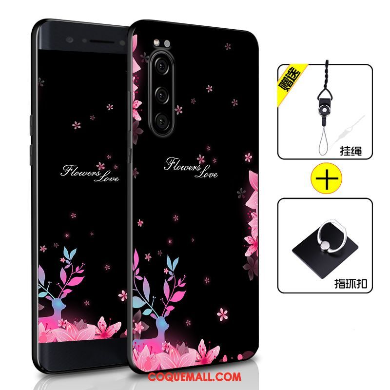 Étui Sony Xperia 5 Incassable Noir Silicone, Coque Sony Xperia 5 Simple Téléphone Portable
