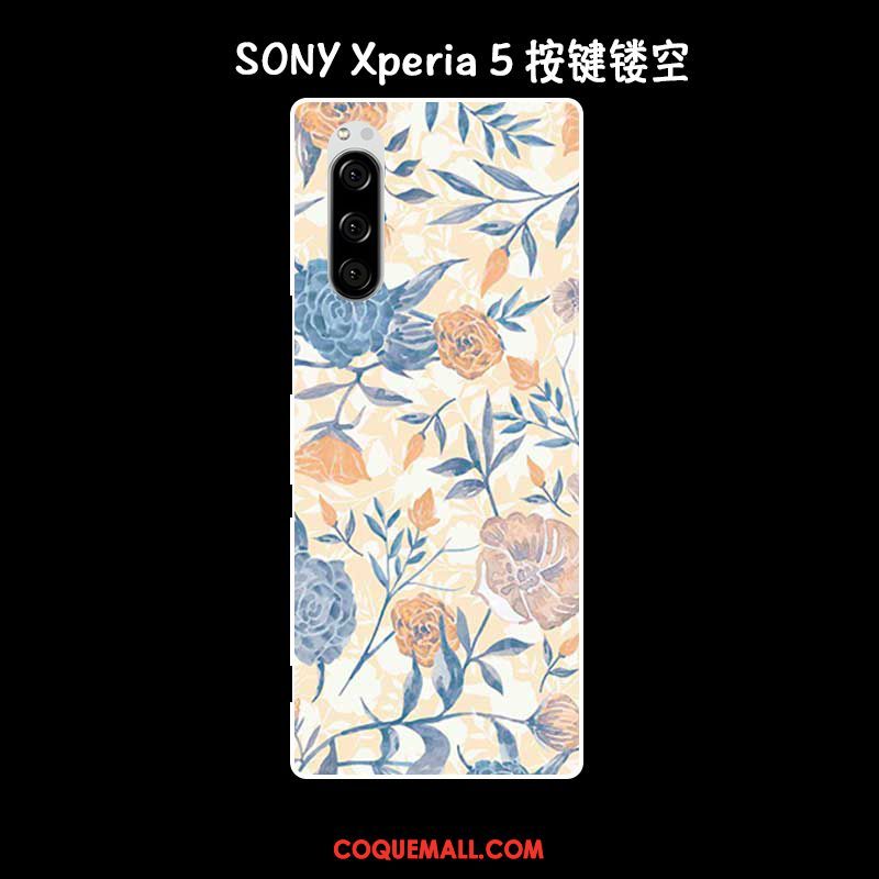 Étui Sony Xperia 5 Peinture À L'huile Vintage Vert, Coque Sony Xperia 5 Protection Silicone