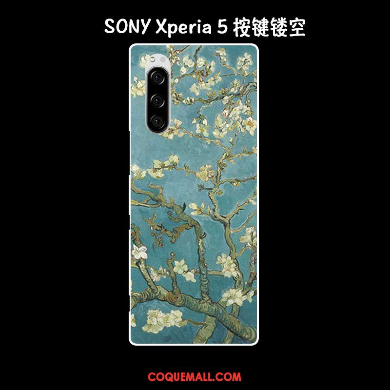 Étui Sony Xperia 5 Peinture À L'huile Vintage Vert, Coque Sony Xperia 5 Protection Silicone