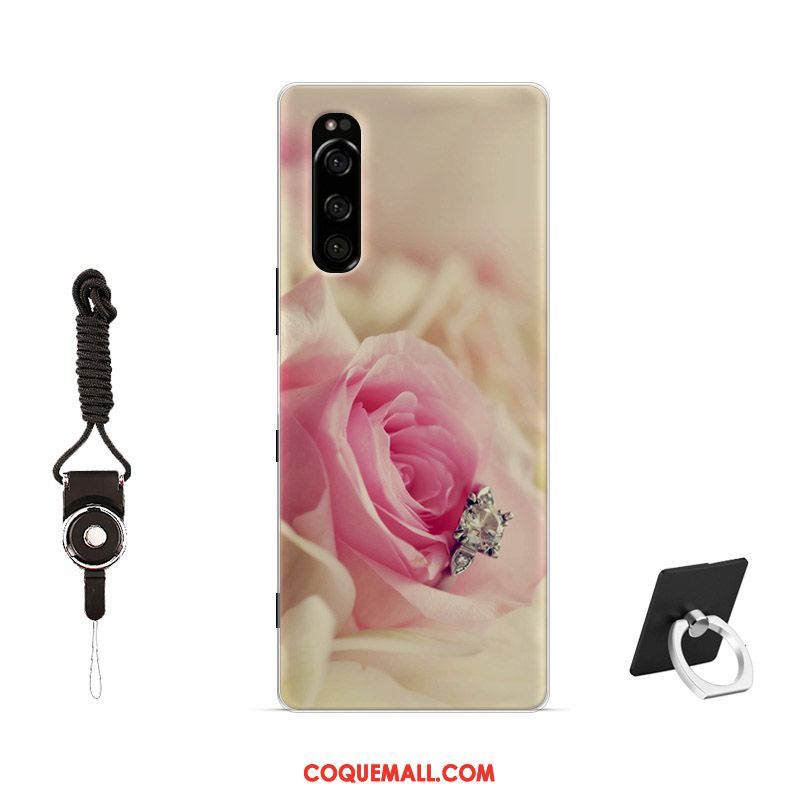 Étui Sony Xperia 5 Rose Personnalisé Net Rouge, Coque Sony Xperia 5 Fluide Doux Simple