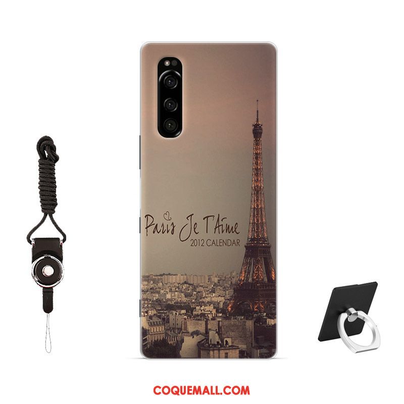 Étui Sony Xperia 5 Rose Personnalisé Net Rouge, Coque Sony Xperia 5 Fluide Doux Simple