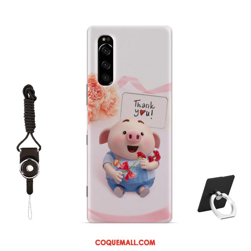 Étui Sony Xperia 5 Rose Personnalisé Net Rouge, Coque Sony Xperia 5 Fluide Doux Simple