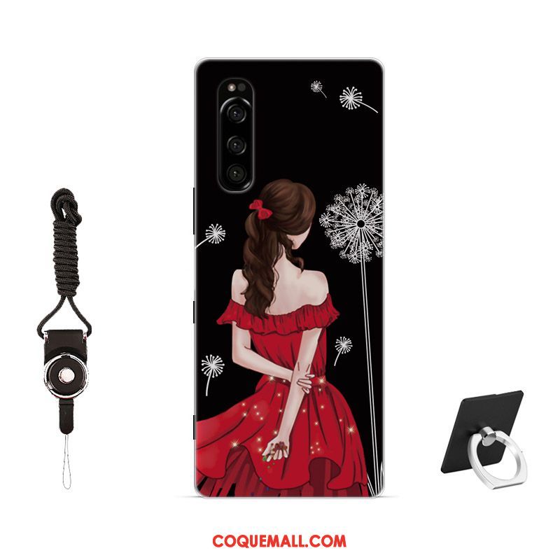 Étui Sony Xperia 5 Rose Personnalisé Net Rouge, Coque Sony Xperia 5 Fluide Doux Simple