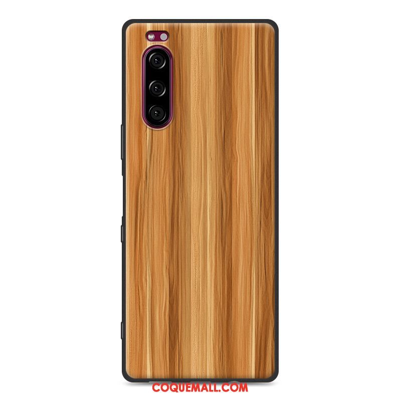 Étui Sony Xperia 5 Simple Protection Modèle Fleurie, Coque Sony Xperia 5 Fluide Doux Grand Braun