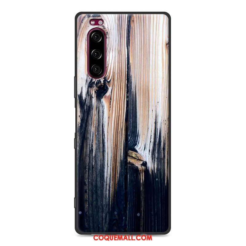 Étui Sony Xperia 5 Simple Protection Modèle Fleurie, Coque Sony Xperia 5 Fluide Doux Grand Braun