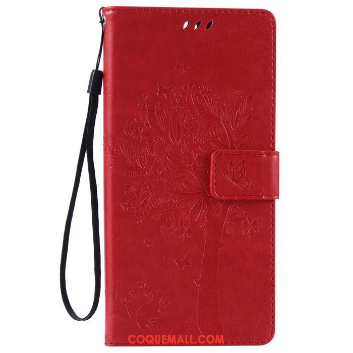 Étui Sony Xperia 5 Téléphone Portable Protection Rouge, Coque Sony Xperia 5 En Cuir Fluide Doux
