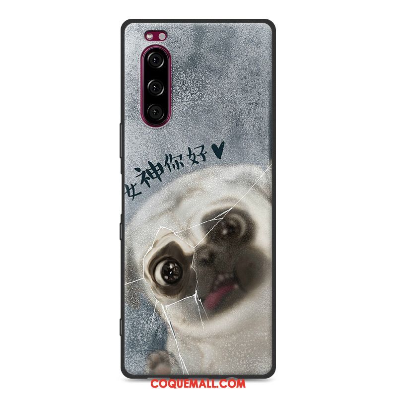 Étui Sony Xperia 5 Téléphone Portable Tout Compris Dessin Animé, Coque Sony Xperia 5 Fluide Doux Gris