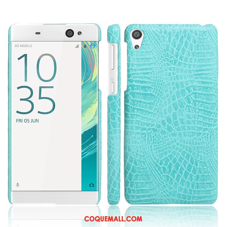 Étui Sony Xperia E5 Téléphone Portable Bleu Cuir, Coque Sony Xperia E5 Crocodile Modèle Protection