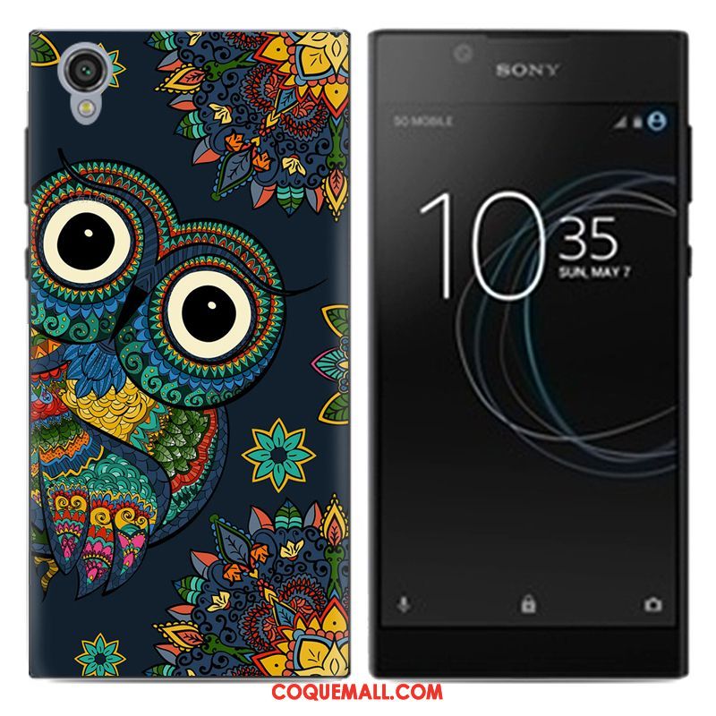 Étui Sony Xperia L1 Créatif Téléphone Portable Dessin Animé, Coque Sony Xperia L1 Bleu Tendance Beige