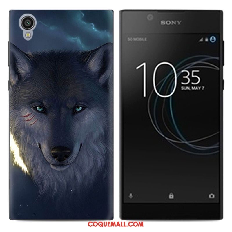 Étui Sony Xperia L1 Créatif Téléphone Portable Dessin Animé, Coque Sony Xperia L1 Bleu Tendance Beige