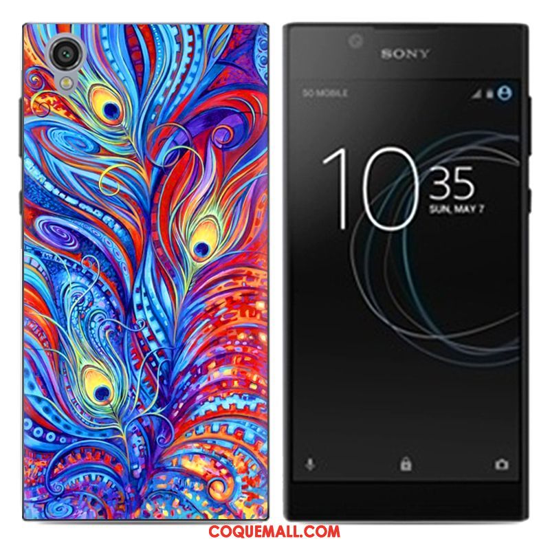 Étui Sony Xperia L1 Créatif Téléphone Portable Dessin Animé, Coque Sony Xperia L1 Bleu Tendance Beige