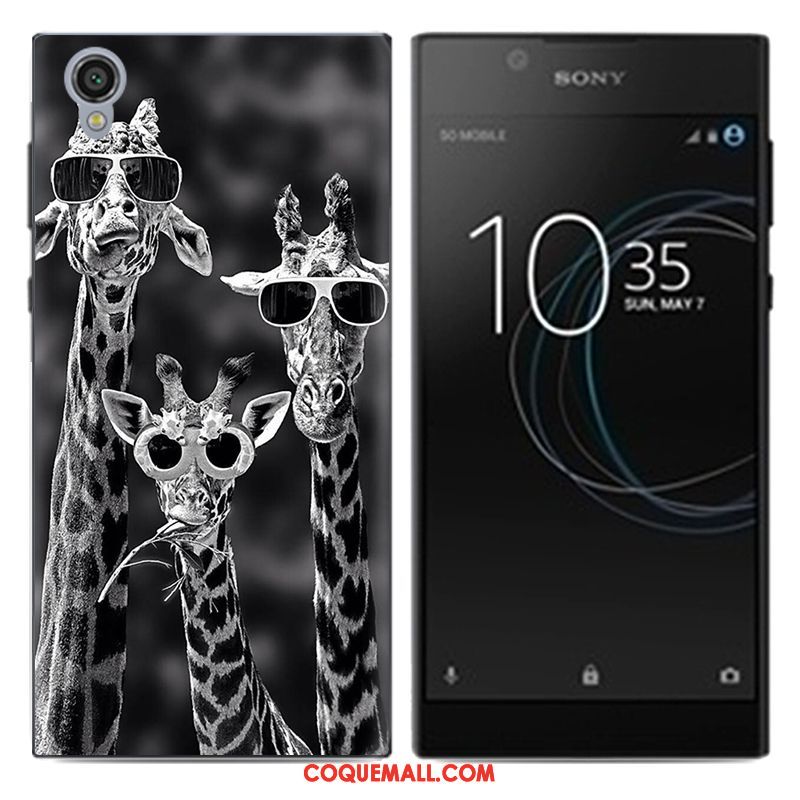 Étui Sony Xperia L1 Créatif Téléphone Portable Dessin Animé, Coque Sony Xperia L1 Bleu Tendance Beige