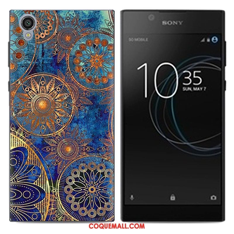 Étui Sony Xperia L1 Créatif Téléphone Portable Dessin Animé, Coque Sony Xperia L1 Bleu Tendance Beige