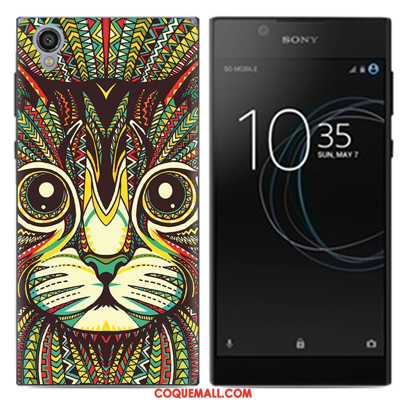 Étui Sony Xperia L1 Créatif Téléphone Portable Dessin Animé, Coque Sony Xperia L1 Bleu Tendance Beige