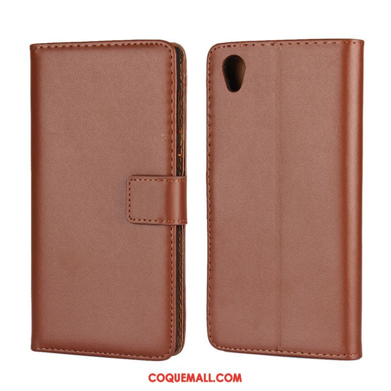 Étui Sony Xperia L1 Incassable Support Cuir Véritable, Coque Sony Xperia L1 Business Portefeuille