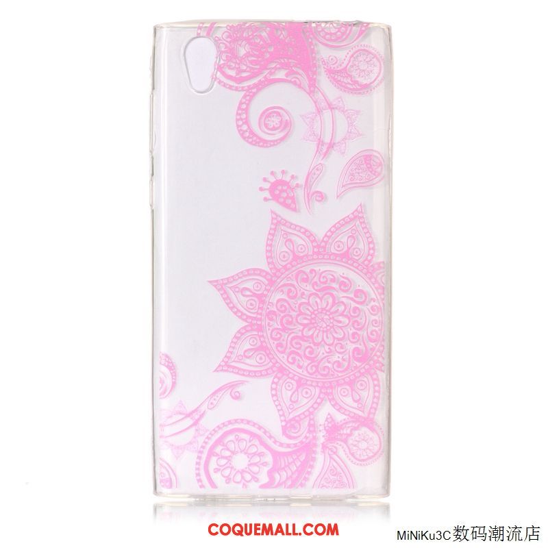 Étui Sony Xperia L1 Transparent Créatif Rose, Coque Sony Xperia L1 Protection Personnalité