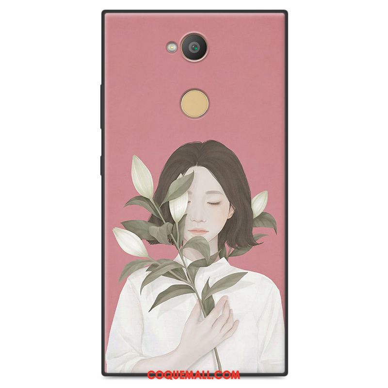 Étui Sony Xperia L2 Art Rouge Incassable, Coque Sony Xperia L2 Délavé En Daim Fluide Doux