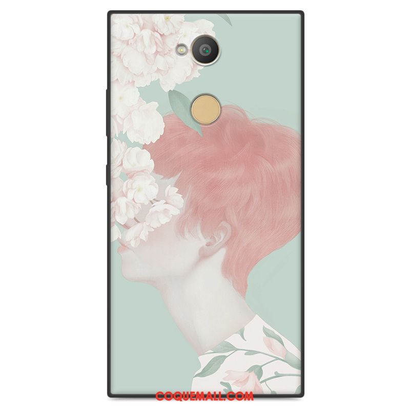 Étui Sony Xperia L2 Art Rouge Incassable, Coque Sony Xperia L2 Délavé En Daim Fluide Doux