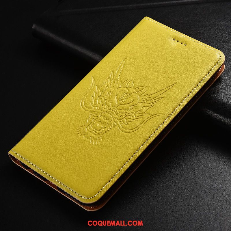 Étui Sony Xperia L3 Téléphone Portable Modèle Fleurie Jaune, Coque Sony Xperia L3 En Cuir Cuir Véritable