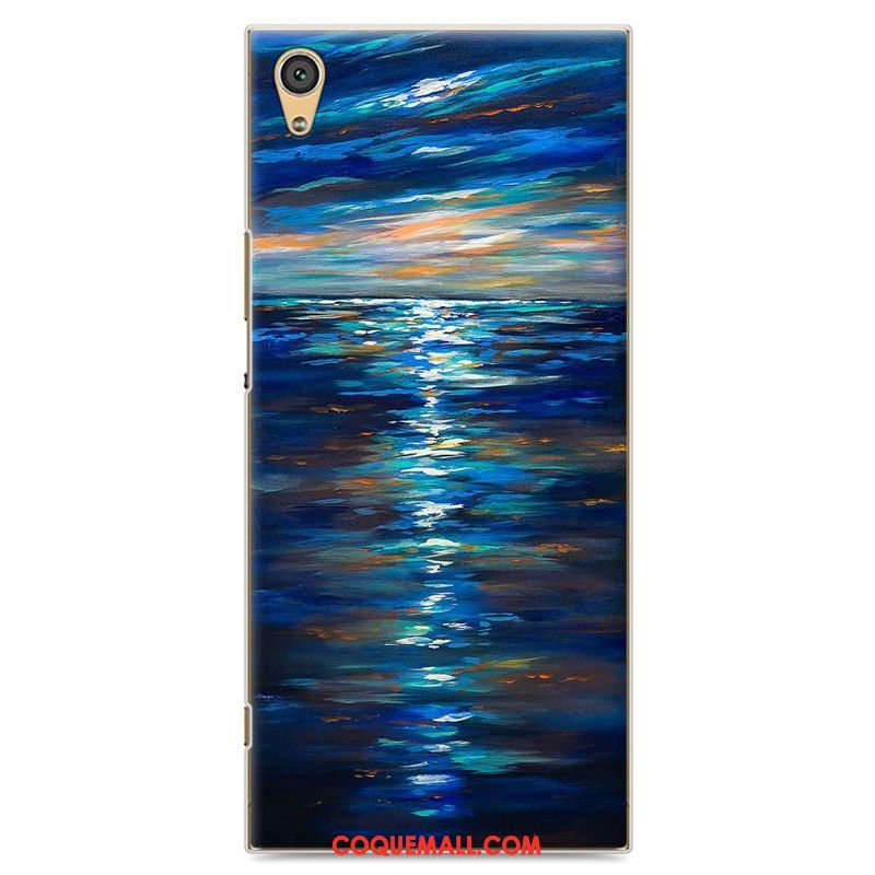 Étui Sony Xperia Xa1 Bleu Protection Dessin Animé, Coque Sony Xperia Xa1 Téléphone Portable Peinture