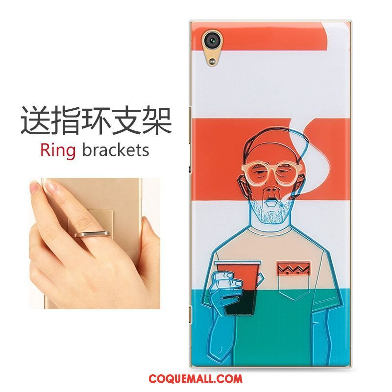 Étui Sony Xperia Xa1 Gaufrage Dessin Animé Peinture, Coque Sony Xperia Xa1 Téléphone Portable Rouge