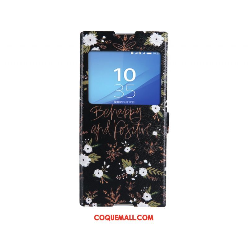 Étui Sony Xperia Xa1 Noir Protection Téléphone Portable, Coque Sony Xperia Xa1 Ouvrir La Fenêtre Fluide Doux