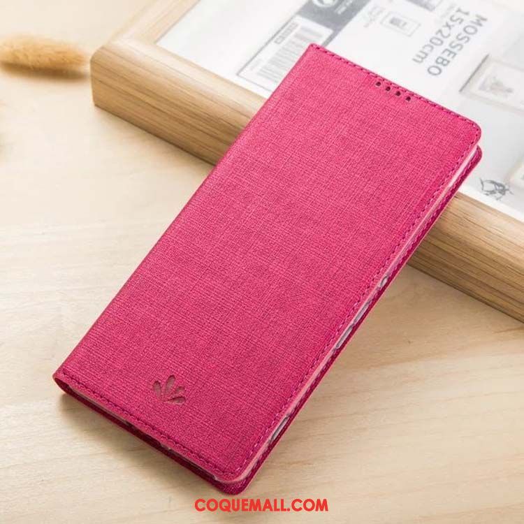 Étui Sony Xperia Xa1 Plus Dormance Étui En Cuir Rouge, Coque Sony Xperia Xa1 Plus Incassable Tissu