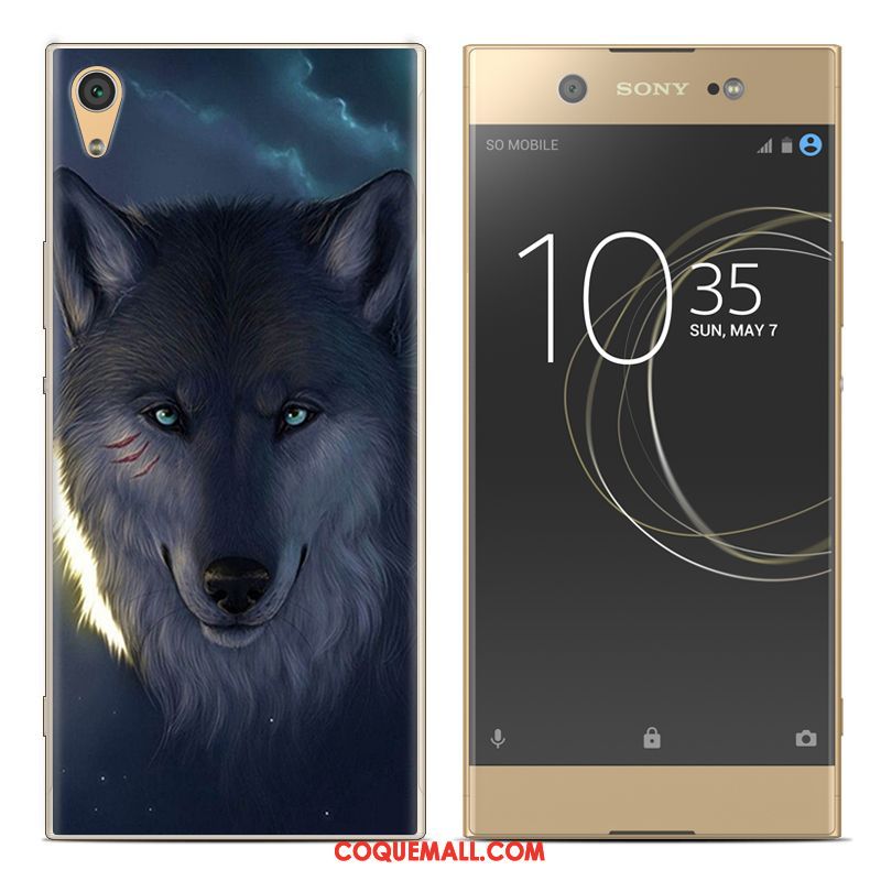 Étui Sony Xperia Xa1 Plus Fluide Doux Peinture Silicone, Coque Sony Xperia Xa1 Plus Bleu Créatif