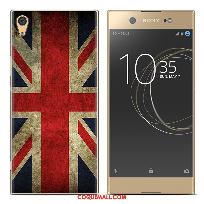 Étui Sony Xperia Xa1 Plus Fluide Doux Peinture Silicone, Coque Sony Xperia Xa1 Plus Bleu Créatif