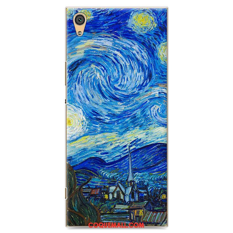 Étui Sony Xperia Xa1 Protection Dessin Animé Bleu, Coque Sony Xperia Xa1 Difficile Téléphone Portable