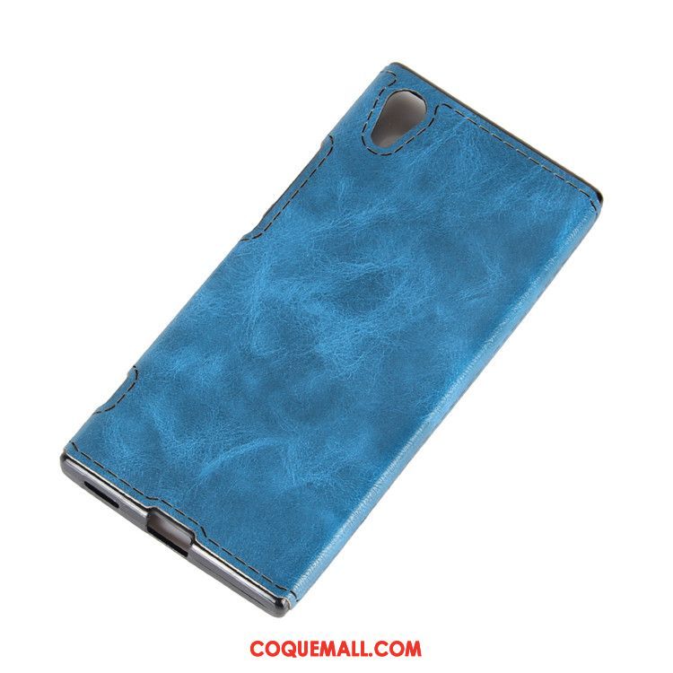 Étui Sony Xperia Xa1 Texture Fluide Doux Cuir, Coque Sony Xperia Xa1 Bleu Protection