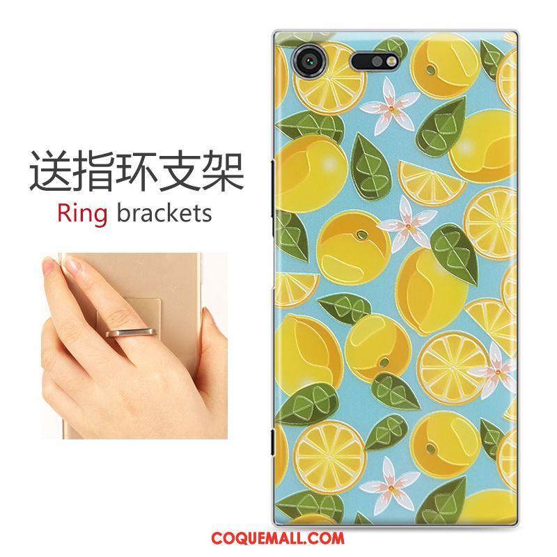 Étui Sony Xperia Xz Premium Gaufrage Dessin Animé Jaune, Coque Sony Xperia Xz Premium Charmant Téléphone Portable