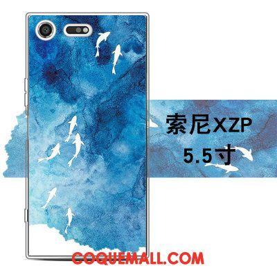 Étui Sony Xperia Xz Premium Silicone Gaufrage Incassable, Coque Sony Xperia Xz Premium Bleu Protection