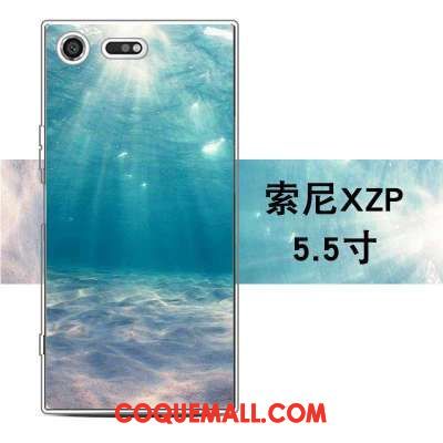 Étui Sony Xperia Xz Premium Silicone Gaufrage Incassable, Coque Sony Xperia Xz Premium Bleu Protection