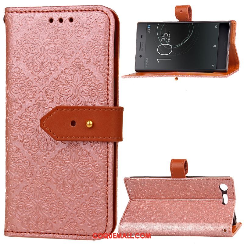 Étui Sony Xperia Xz Premium Étui En Cuir Clamshell Rose, Coque Sony Xperia Xz Premium Tout Compris Protection