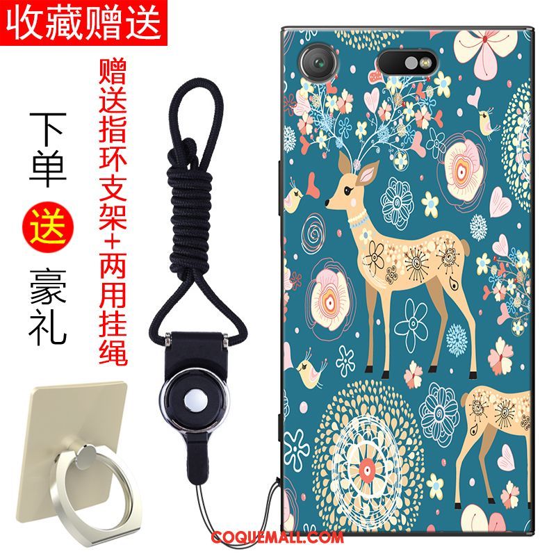 Étui Sony Xperia Xz1 Compact Fluide Doux Bleu Tout Compris, Coque Sony Xperia Xz1 Compact Frais Protection