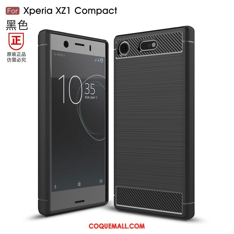 Étui Sony Xperia Xz1 Compact Simple Silicone Noir, Coque Sony Xperia Xz1 Compact Tout Compris Soie