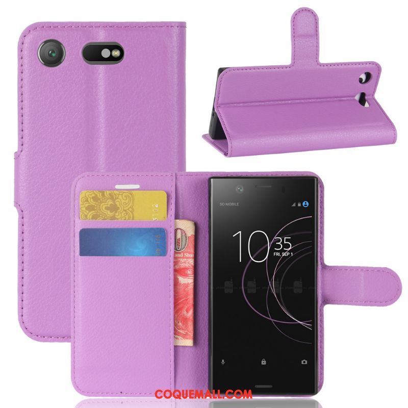 Étui Sony Xperia Xz1 Compact Téléphone Portable Carte Étui En Cuir, Coque Sony Xperia Xz1 Compact Tout Compris Support Braun