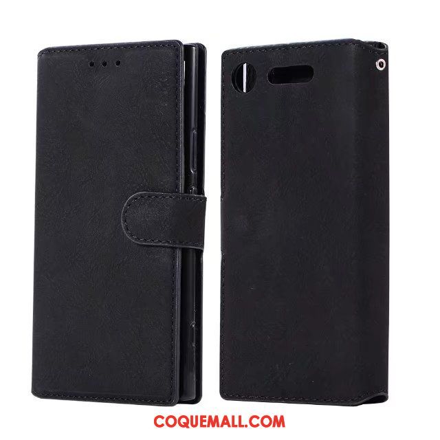 Étui Sony Xperia Xz1 Compact Étui En Cuir Bovins Délavé En Daim, Coque Sony Xperia Xz1 Compact Portefeuille Téléphone Portable