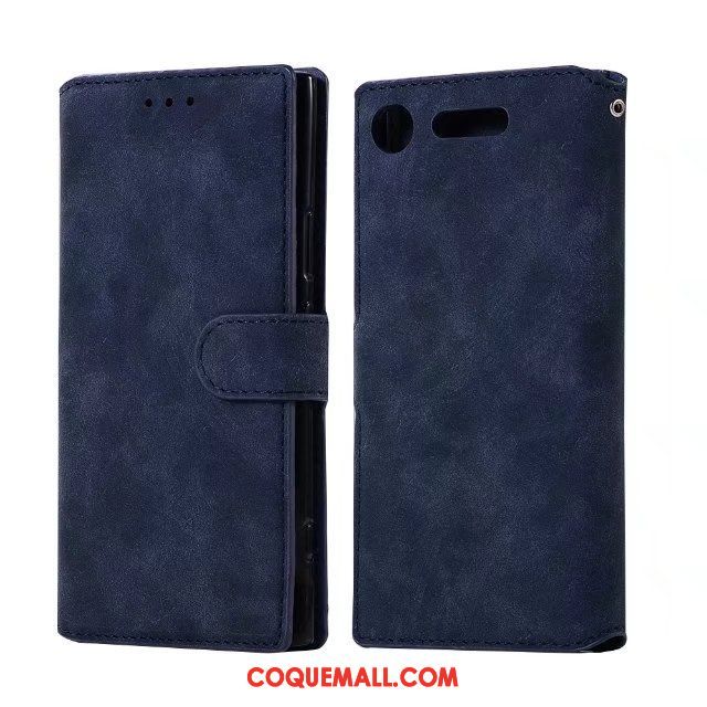 Étui Sony Xperia Xz1 Compact Étui En Cuir Bovins Délavé En Daim, Coque Sony Xperia Xz1 Compact Portefeuille Téléphone Portable