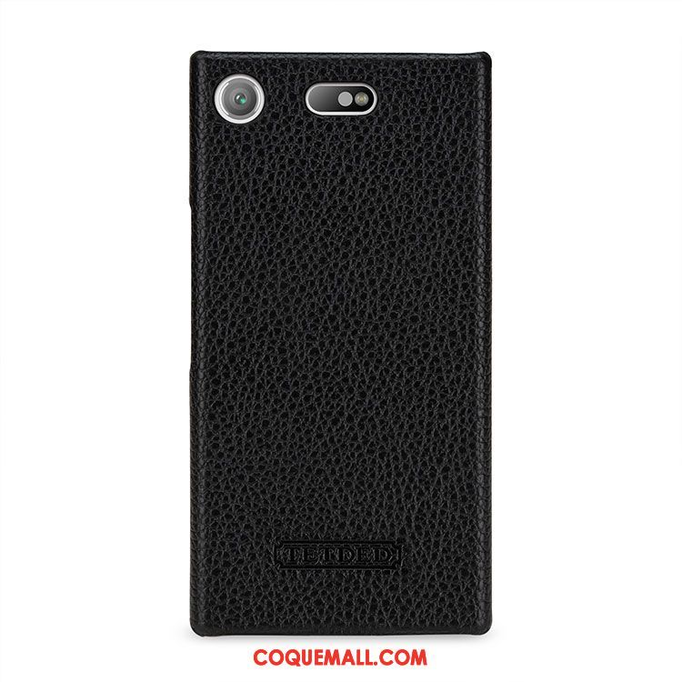 Étui Sony Xperia Xz1 Compact Étui En Cuir Cuir Véritable Litchi, Coque Sony Xperia Xz1 Compact Téléphone Portable Modèle Fleurie