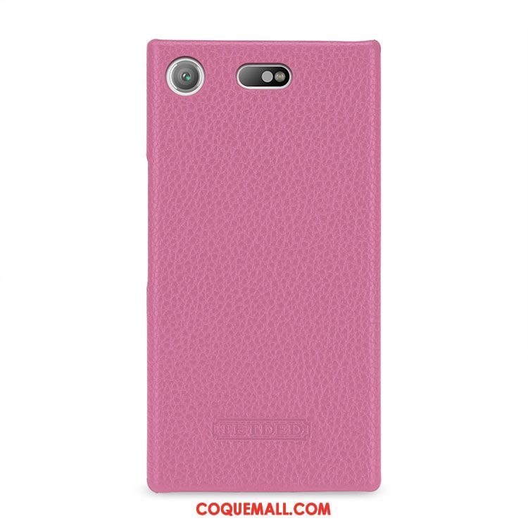 Étui Sony Xperia Xz1 Compact Étui En Cuir Cuir Véritable Litchi, Coque Sony Xperia Xz1 Compact Téléphone Portable Modèle Fleurie