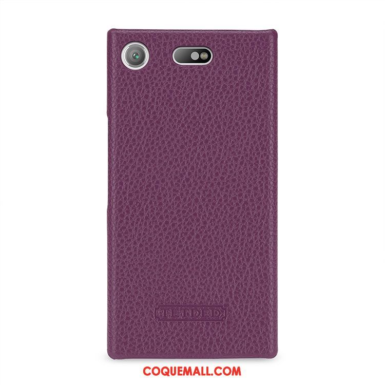 Étui Sony Xperia Xz1 Compact Étui En Cuir Cuir Véritable Litchi, Coque Sony Xperia Xz1 Compact Téléphone Portable Modèle Fleurie