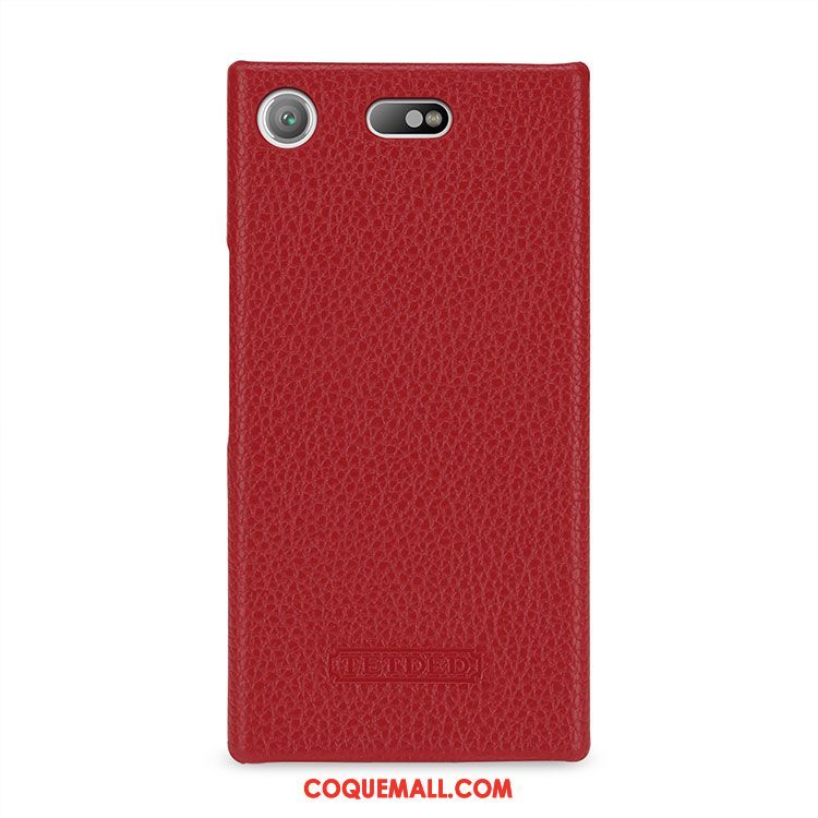 Étui Sony Xperia Xz1 Compact Étui En Cuir Cuir Véritable Litchi, Coque Sony Xperia Xz1 Compact Téléphone Portable Modèle Fleurie