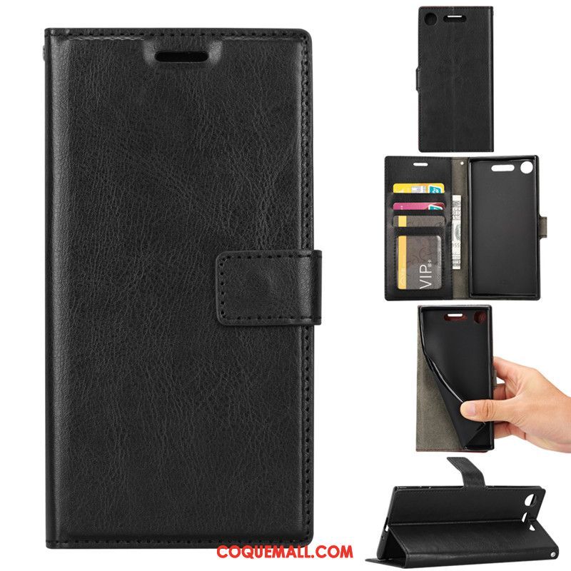 Étui Sony Xperia Xz1 Compact Étui En Cuir Protection Incassable, Coque Sony Xperia Xz1 Compact Téléphone Portable Braun